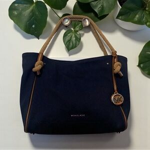 MICHAEL KORS Marina💙Navy Blue💙Large Canvas Tote with Rope Straps/Like New